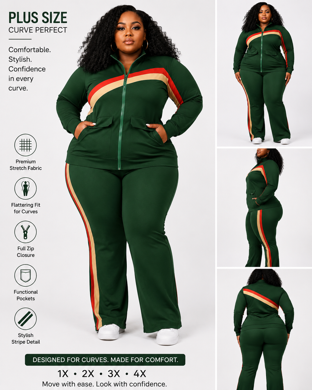 Emerald Green Color-Block Track Set