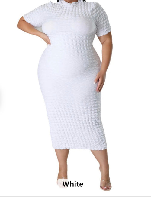 Bubble-Textured Bodycon Midi Dress