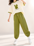 Playful: Casual Olive & Cream Bunny Graphic Loungewear Set