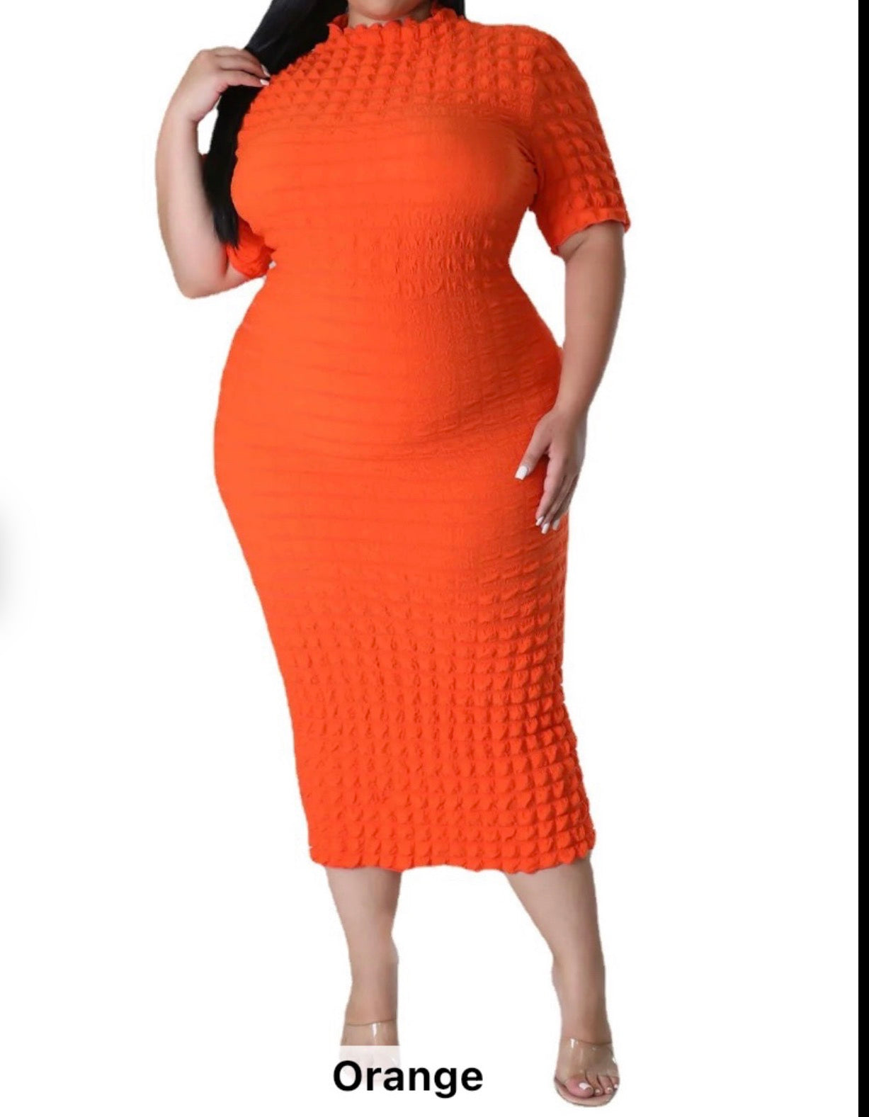 Bubble Knit Mock Neck Bodycon Dress