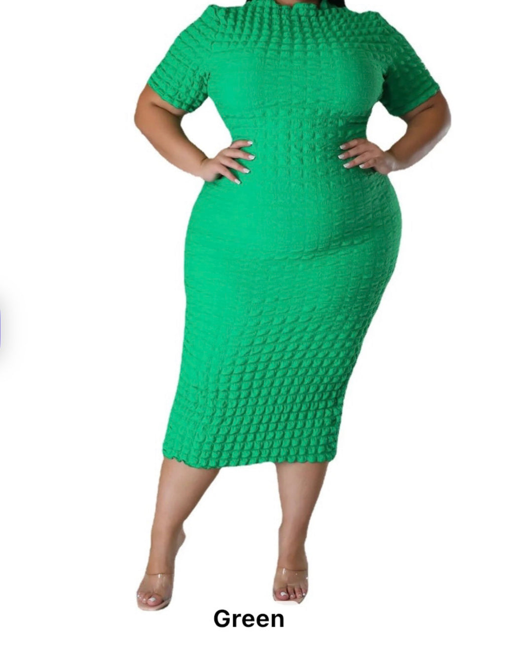 Bubble-Textured Bodycon Midi Dress
