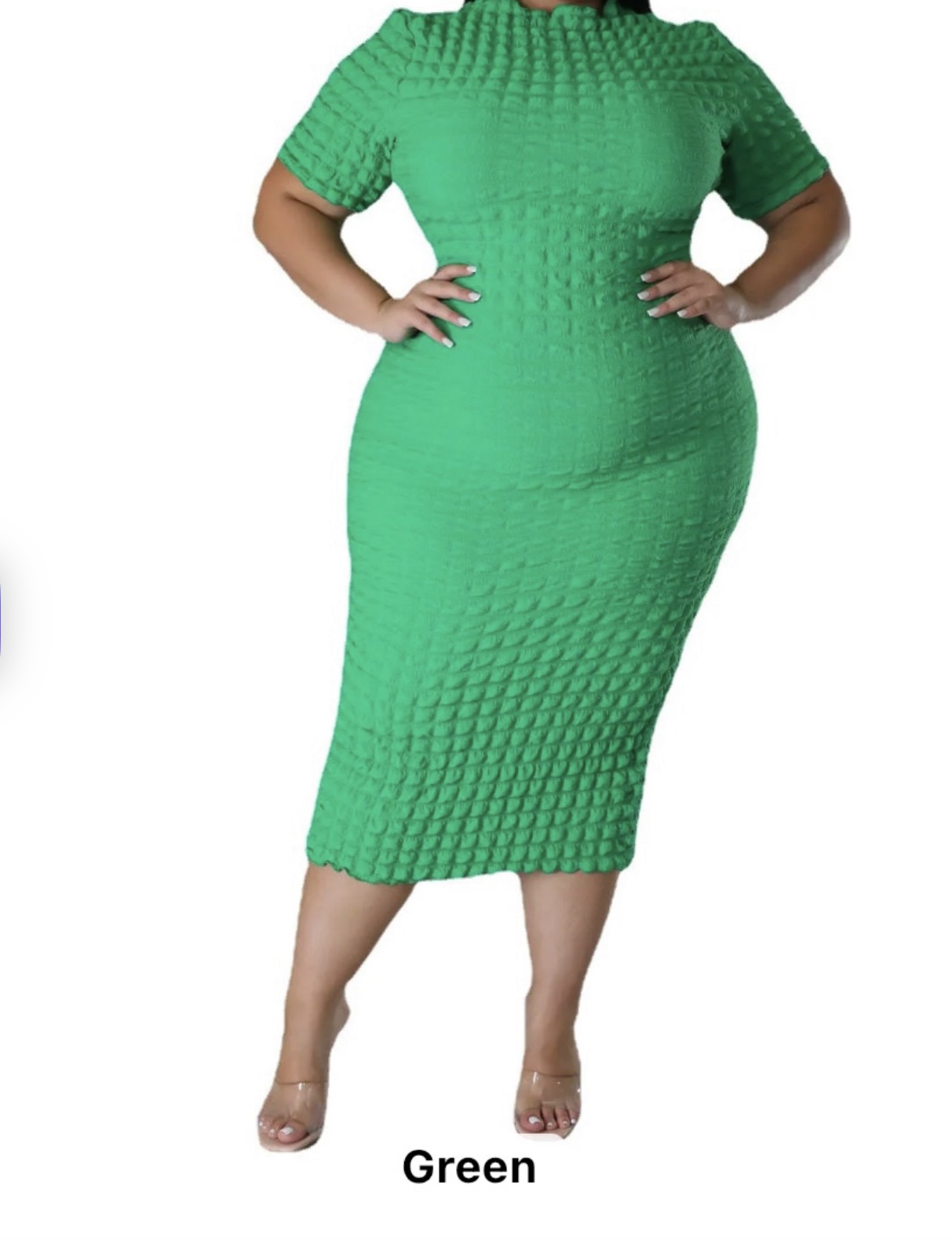 Bubble-Textured Bodycon Midi Dress