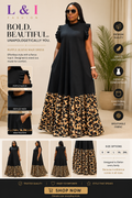 Black & Classic Leopard Print Maxi Dress (Right)