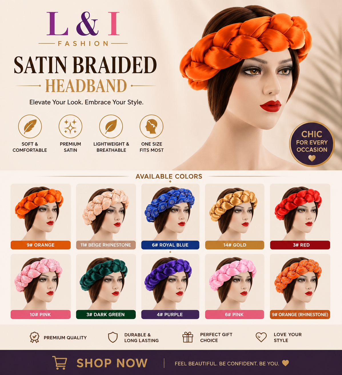 Rhinestone braided headband