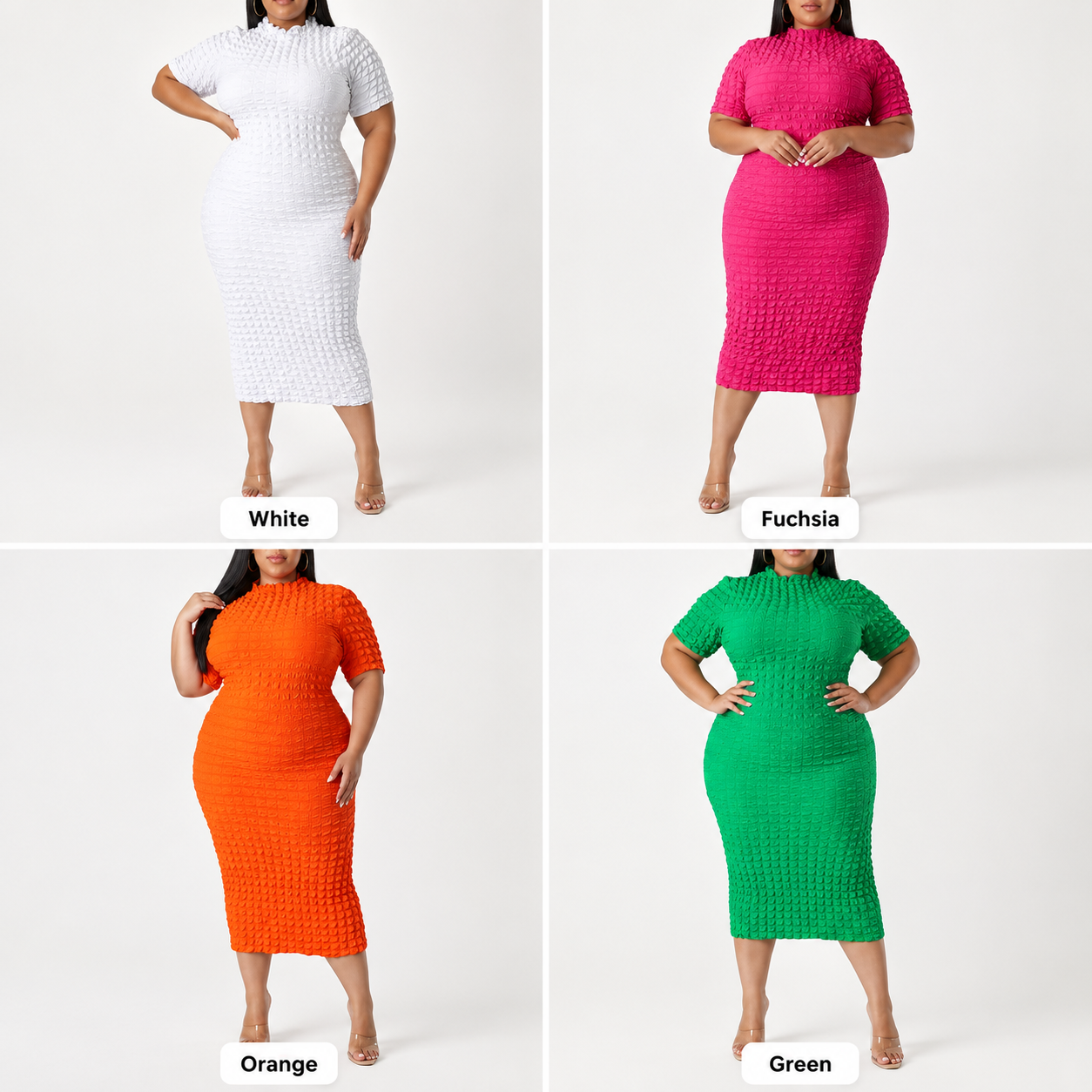 Bubble Knit Mock Neck Bodycon Dress